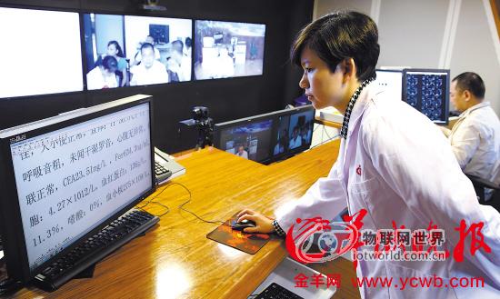 医疗专家正在通过远程医疗系统为云南的一名病人进行诊疗