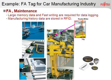 　“采用FRAM 的RFID的读写次数可以达到1012，而采用EEPROM 的RFID的读写次数最多只有一百万次，这就是为何高速收费处偶尔会出现数据读不出的问题。”富士通半导体(上海)有限公司市场部高级经理蔡振宇指出：“在RFID中嵌入FRAM，能够打破传统采用EEPROM的RFID标签的一系列性能限制，解决很多应用难题。”